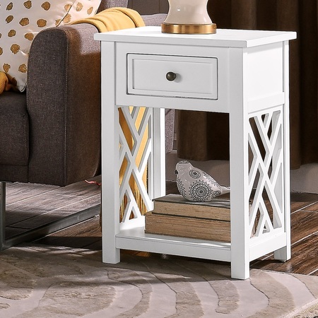 Alaterre Furniture Coventry Wood End Table with Drawer and Shelf ANCT01WH